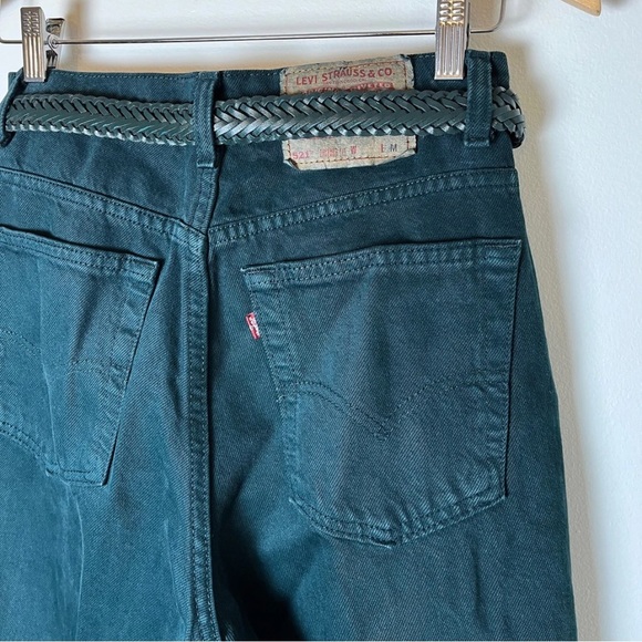 Vintage Levi’s Jeans + Capezio Belt | 521 | USA | Green | Tapered | 10 - Picture 7 of 14
